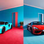 Psychological Impact of Colors**

*   **Prompt:** A vibrant split-screen. On one side, a sports car in dynamic red, suggesting excitement. On the other side, a calm, pastel blue bedroom with a meditation app displayed on a tablet. The visuals need to demonstrate the contrast between energy and serenity.

**