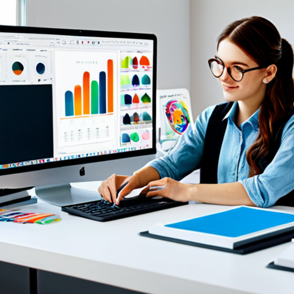 **

"A professional graphic designer, fully clothed in stylish, modest work attire, is sitting at a modern desk in a bright and airy design studio, working on a digital illustration. She is surrounded by design books, color swatches, and a large monitor displaying her artwork. Natural pose, perfect anatomy, well-formed hands, proper finger count, safe for work, appropriate content, family-friendly, high resolution, professional photography."

**