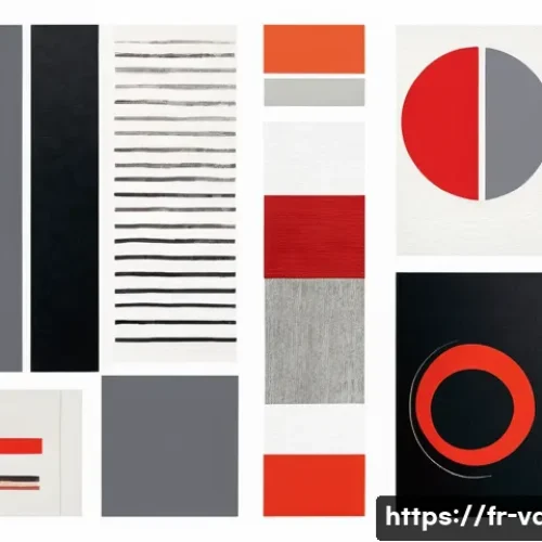 시각디자인 공모전 수상작 분석 - A sophisticated graphic design composition featuring a limited color palette with strong contrasts: ...