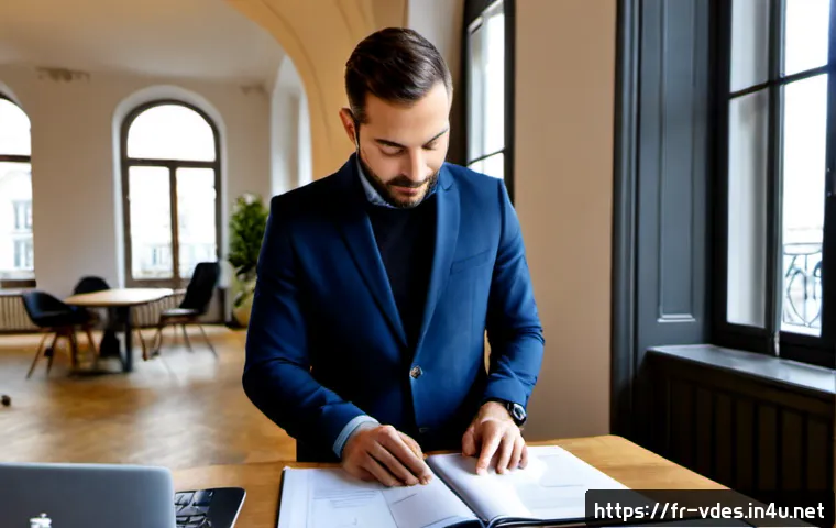 시각디자인 해외 취업 가이드 - Photorealistic visual designer preparing for an international job interview in a bright Paris cowork...